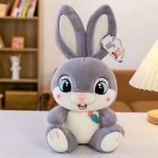 귀여운 토끼 봉제인형 애착인형 대형 인형 부드러운 봉제완구 수면 인형 침실 장식 선물용 인형, 그레이