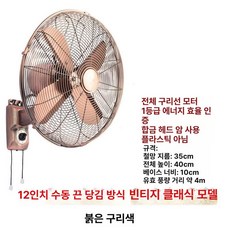 벽걸이형 선풍기 가정용 벽걸이 욕실 리모컨형 대형, 30cm 레드 앤틱 브론즈 끈