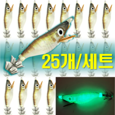 예피싱 25개입 왕눈이 에기 세트 쭈꾸미 갑오징어 문어채비 야광애기, YF01