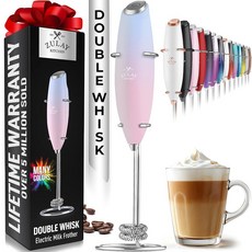 Zulay Kitchen AA 듀라셀 배터리 4개가 있는 강력한 우유 거품기 지팡이 - 초고속 휴대용 음료 믹서 - 커피 라떼 카푸치노 말차 및 크리머용 전기 거품기 폼, Lavender