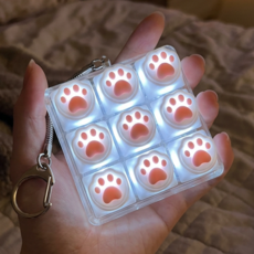 레츠굿 LED 고양이 키캡 키링, 말랑 핑크 9구, 1개