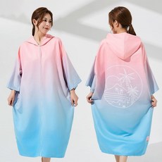 Luckyfish速乾拉鏈成人鬥篷潛水衝浪遊泳吸水浴袍溫泉沙灘巾