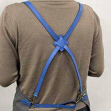 앞치마끈 X자형 크로스 천연가죽끈 어깨끈, 1개, 블루