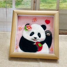 羊毛氈DIY材料包 手工水豚小狗情侶相框裝飾畫 線條設計擺件, 花花相框材料包, 1個