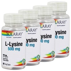 Solaray 左旋離胺酸素食膠囊 500mg, 60顆, 4罐