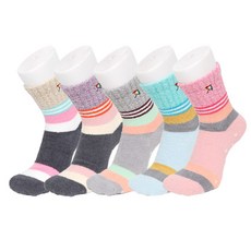 아놀드파마 여성용 링글패턴 장목 수면양말 5켤레 겨울양말 극세사양말 보온양말 털양말 산모양말