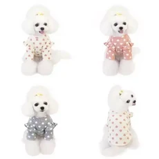 하트 프릴 강아지 티셔츠 반려동물 의류 패턴 귀여운, 그레이, 1개