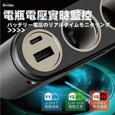 BRUCEPRO 雙孔 車用充電器，支援PD3.0/QC4, PRO雙孔帶線PD3.0/QC4插座-黑, 1個