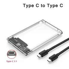 도구 필요 없는 투명 하드 드라이브 케이스 HDD 인클로저 2.5 인치 SATA에서 USB 3.0 C 타입 3.1 UASP, 01 USB C-USB C