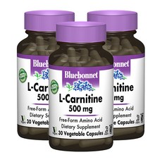 Bluebonnet 左旋肉鹼 500mg植物膠囊 無麩質, 30顆, 3罐