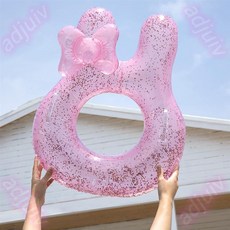 熱銷ins加厚卡通粉兔子兒童游泳圈帶把手亮片款 寶寶腋下圈 游泳池泳圈 泳具 水上活動, 1個, 太空熊,60#(210g)適合2-4歲