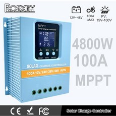 ROEXBY 솔라 충전 컨트롤러 MPPT 100A 12V 36V 패널 배터리 지능형 레귤레이터 LCD 디스플레이 듀얼 USB, 01 12V 24V 36V 48V Auto, 01 100A  Translation:  100암페어