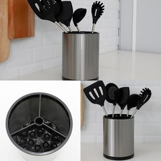 올스비 회전형 물빠짐 스텐 조리도구 홀더 정리함 키친툴홀더