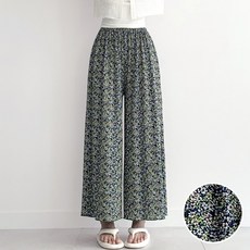 허블리 여성 여름 냉감 플리츠 와이드팬츠 스판 밴딩 몸빼바지