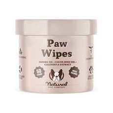 내추럴 도그 발 물티슈 50 Ct 비건 펫 반려견용 먼지 유발 수분 공급에 이상적 마른 갈라진 코코넛 오일 코코아 버터, Paw Wipes 1 Jar, 1개