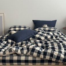 코튼 30수 선염면 사계절 깅엄 체크 차렵이불 제니 순면이불 슈퍼싱글 퀸 킹 호텔침구세트 호텔베딩