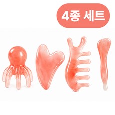 이든무드 괄사 얼굴 두피 전신 마사지기 4종 세트, A 타입 로즈핑크, 1세트