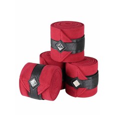 GemRebel 말용 폴로 랩 4팩 부드럽고 통기성이 좋은 플리스 붕대 말 다리 랩 안정적인 사용을 위한 블링 포함 훈련 - 레드 L, M