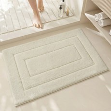 加厚浴室吸水地墊 浴室門口腳墊 廁所防滑墊 家用地毯, 迴型-奶白,50x80cm, 1個