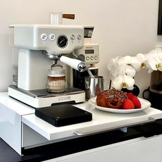 마치 철제 수납함 슬라이딩 커피머신 정수기 선반, 화이트_서랍형, 1개