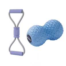 鑽石花生按摩球+美背神器 附美背收納袋 背部拉伸 花生筋膜球, 【藍色】鑽石紋花生筋膜球+美背神器, 1個