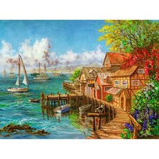 패브릭 집 30x40 해안가의 보석십자수 사각 89264EA 1(PC), 색상