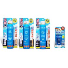 SHILLS很耐曬超清爽防曬冰鎮噴霧/防曬優惠組合，高效防曬，清爽不黏膩，冰鎮舒緩，夏日戶外必備, 1個, 3瓶藍噴+防曬乳40ml藍