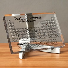 주기율표 실물 모형 과학교구 투명 아크릴 재질 교육용 화학 원소기호 교재, 중형+접이식 스탠드, 1개