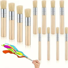 천연 강모 나무 스텐실 브러시 세트 아크릴 오일 수채화 그림 아트 DIY 공예품 12 개, 1개