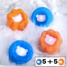 골드릭 빨래 털 먼지 제거 세탁 볼 엉킴 꼬임 방지, 1개, 곰 오렌지 5개 + 곰 블루 5개