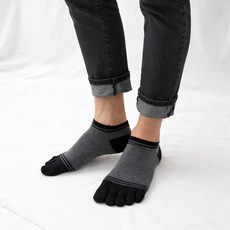 삭스리 남성용 땀이 잘마르는 순면 100% 포인트 줄무늬 발가락 스니커즈 발목 양말 5켤레 세트