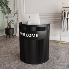 원형 카운터 템바보드 철제 비조립 계산대, 블랙