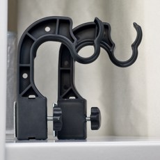 隔日到貨 免打孔卡夾式窗簾支架 窗簾托架 掛架 羅馬桿宿捨伸縮桿固定器公寓窗戶掛架通用支架 窗簾桿支架 伸縮桿固定器, 窗簾桿卡扣黑色（兩隻裝）, 1個