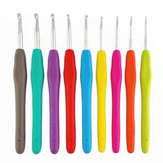 실리콘 코바늘 9종세트 뜨개질 손뜨개 니트 털실 세밀 편물, 1개