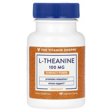 The Vitamin Shoppe 더비타민샵 L-테아닌 100mg 60 식물성 캡슐 테아닌 보충제, 1