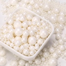 QuirkTech Pearl Sprinkles 믹스 사이즈 0.5kg(1파운드)/500g 화이트 식용 진주 케이크 장식 아이스크림 토핑 컵케이크 토퍼 쿠키 웨딩 샤워 파티용, QuirkTech Pearl Sprinkles 믹스 사