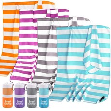 Sfe 2 in 1 마이크로파이버 비치 타월 퀵 드라이 타월 캠핑 여행 고흡수성 컴팩트 경량 스포츠 세트 비치 헬스장 하이킹 수영장 배낭여행 목욕 요가, S 32" x 16"+ 32" x 16", Grey Stripe