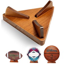 AIDILI 나무 농구 홀더 탁상용 볼 보관 홀더 디스플레이 랙 농구 축구 배구 야구 스포츠 액세서리 정리함 플레이어 팬용, 호두색