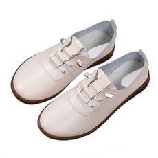 여성 가죽 슬립온 편안한 봄 부드러운 밑창 고무 밑창 슈즈