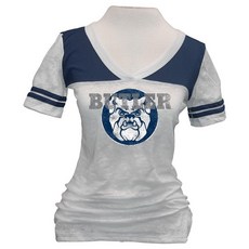 NCAA 여성용 Butler Bulldogs Quimby Jr Burnout 브이넥 (화이트/네이비 라지), Large