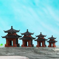 분재 건물 조경 미니어처 높이 3.0cm 수조 단층 조경용품 원형 정자 미니어처소품 정자, AZ. 높이 9CM 7.3x7.3CM