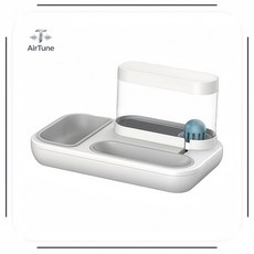 AirTune 山水自動餵水餵食器 雙碗設計, 二合一飲水餵食器, 1個, 1.5L