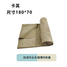 鹿皮絨 瑜伽墊鋪巾 抗菌吸汗 輕薄可折疊 卡其色, 麂皮絨卡其色 7A抗菌 180*70CM, 1個