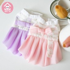 唯寵小鎮 朝鮮族民族服飾 寵物貓狗泰迪裙子 日韓時尚寵物衣服服裝, 粉色,中號, 1個