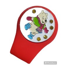 Volkmi高爾夫矽膠帽夾男女通用球標記／時尚帽夾配件，隨機出貨增添樂趣, 維尼熊紅, 1個