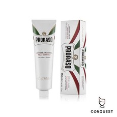 【CONQUEST】Proraso 義大利 刮鬍膏 紅色滋潤檀香配方 粗硬鬍鬚適用 入門刮鬍膏, 1個, 白 - 植萃綠茶, 150mL