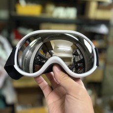 急速出貨 送硬殼收納袋 滑雪護目鏡 滑雪面鏡 檔風鏡 滑雪鏡 雪鏡 防霧面鏡 眼鏡可用 風鏡, 白框(水銀片，送硬殼+收納袋), 1個