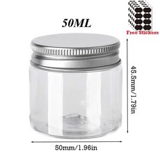 캔들공병 50 개/몫 30/50/60/80/100/120/150ML 저장 용기 알루미늄 뚜껑이있는 빈 플라스틱 항아리 화장품 페이스 크림 샘플 냄비, 50pcs-50ml