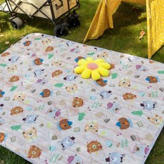 鋁膜野餐墊 戶外防潮墊 便攜露營草坪地墊, 咖啡熊,1.5x2m鋁膜防水防潮加厚6mm