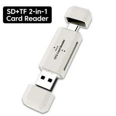 2-in-1 카드 리더기 메모리 USB2 PC 액세서리 SD 노트북 TF, 1개, 흰색, 상세설명참조